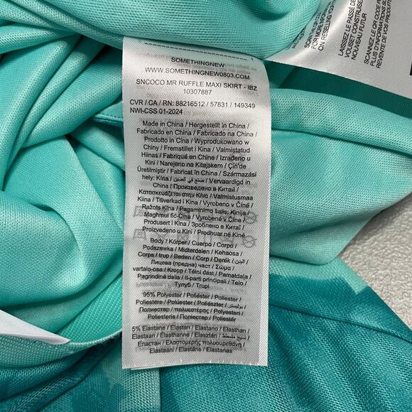 Something New Maxi Skirt S Teal Blue Floral Ruffle Mesh Fairy Mermaid Leg Slit - Picture 7 of 13